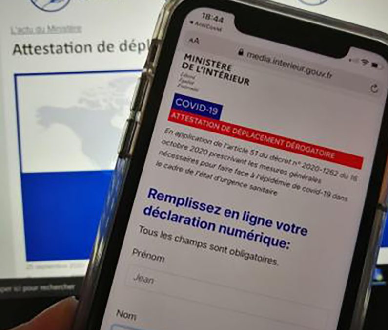 Téléchargement de l’attestation dérogatoire