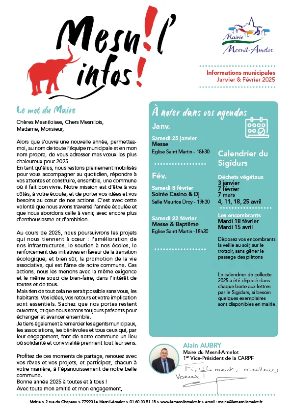 Mesnil-infos – informations municipales de janvier et février 2025