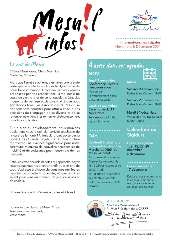 Mesnil-infos – informations municipales de novembre et décembre 2024