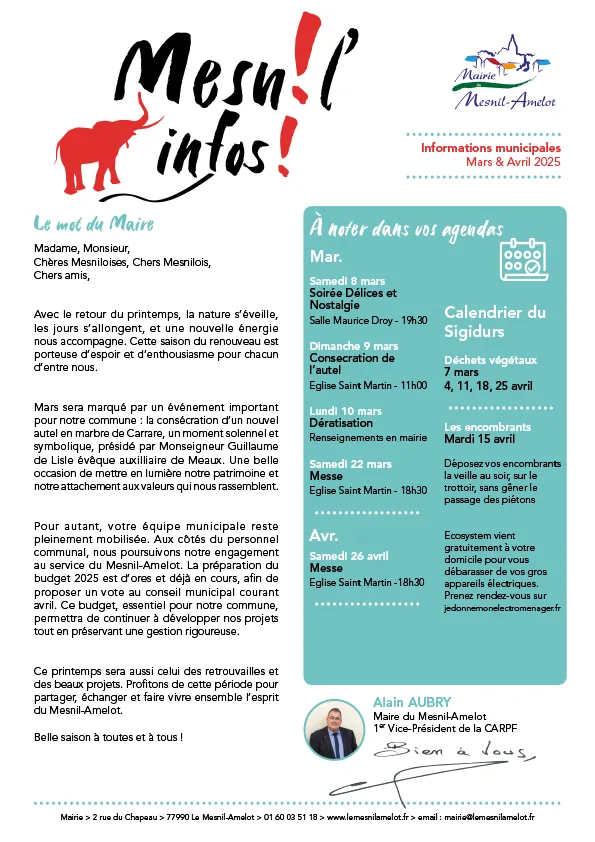 Mesnil-infos – informations municipales de mars et avril 2025