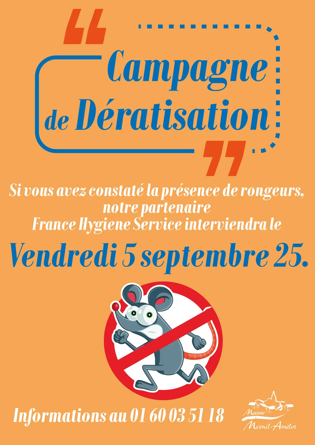 Affiche campagne de dératisation du Mesnil-Amelot