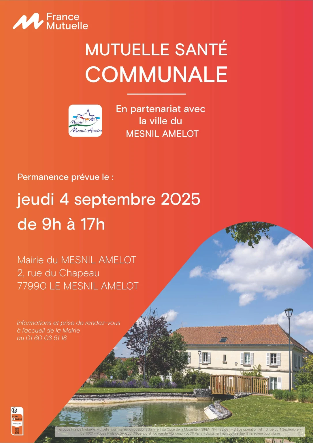 Mairie du MESNIL AMELOT - Permanence du jeudi 4 septembre 2025