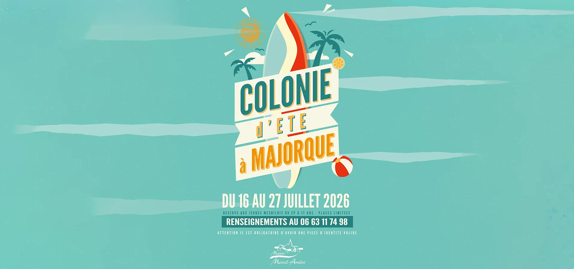 Affiche Colonie d'été à Majorque Juillet 2026 Le Mesnil Amelot