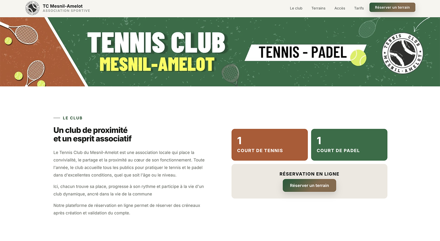 site tennis reservation mesnil amelot